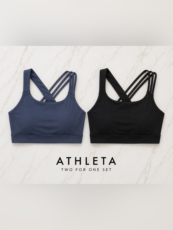 Athleta Other - Athleta Train Free Sports Bra Bundle | Black & Steel granite Blue |Large 🖤💙